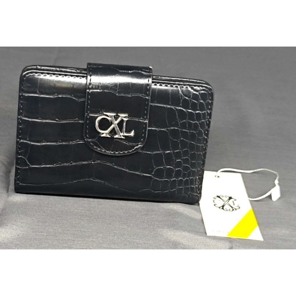 NWT CXL Christian LaCroix Faux Croc Bi Fold Wallet Black RV $48